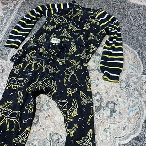 Hatley constellation stars pajama set, black and gold stars, space